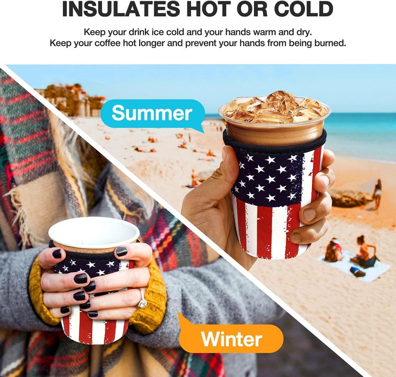 KPX 3 Pack Iced Coffee Cup Sleeve for Large Sized Cups, Reusable Neoprene Iced Coffee Cup Holder for Hot Cold Drinks, Compatible with Starbucks, Dunkin Donuts, and More - Image 4